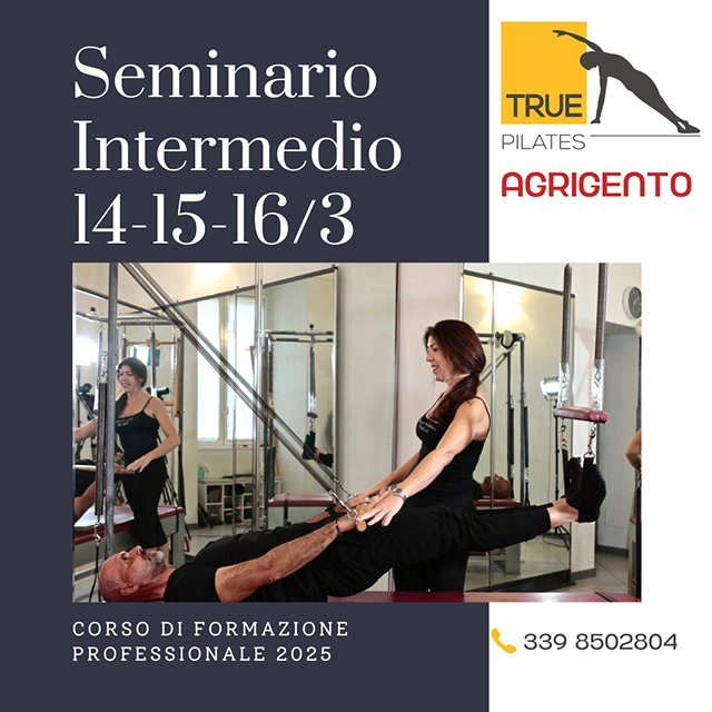 Formazione insegnanti True Pilates seminario intermedio ad Agrigento